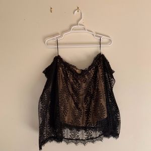 Black Lace Long-sleeve off the Shoulder Top